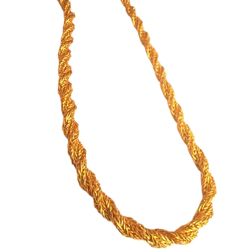 Vintage Napier Thick Bright Gold Twisted Necklace 24k Gold Plated, 24” Long‎
